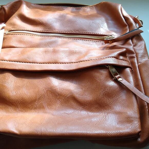 Leza Chic faux leather backpack. Vegan Aztec band . NEW main image 7